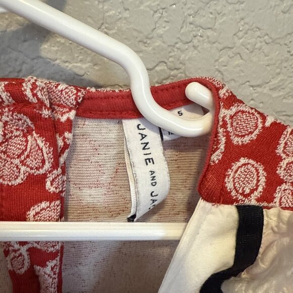 Janie and Jack Bradbury Red Rose Jacquard Eyelet Ruffle Dress Girls Size 5 - Picture 5 of 11